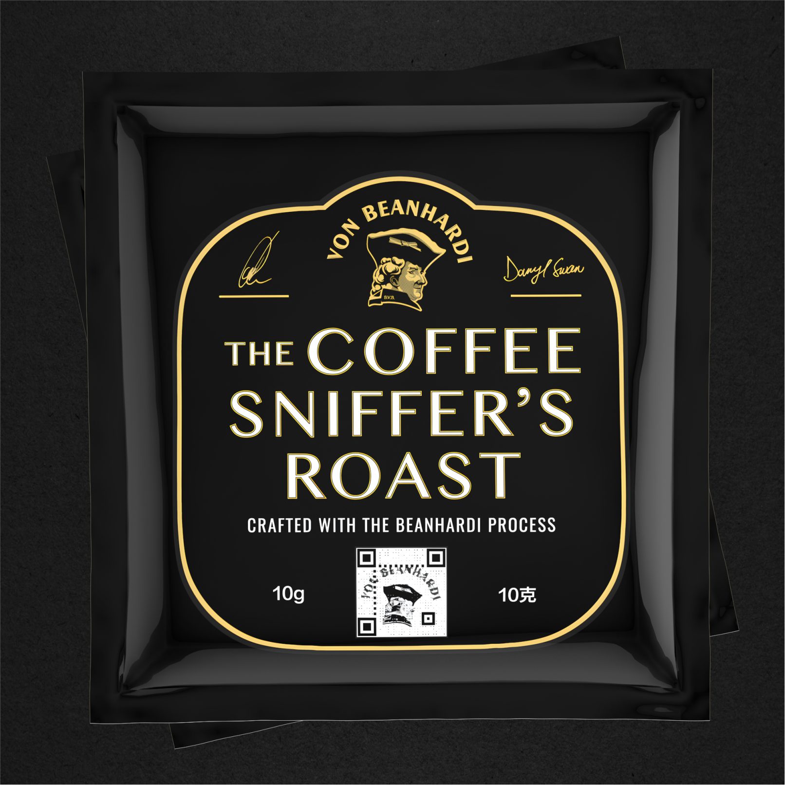 Von Beanhardi Coffee sachet packaging and brand identity design by Swan & Pool Shenzhen